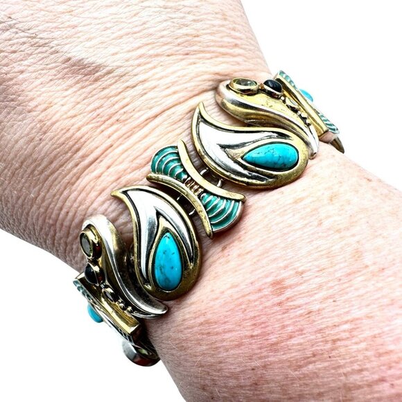Echo of the Dreamer Womans Bracelet Sterling Silver Bronze Turquoise - Picture 3 of 6